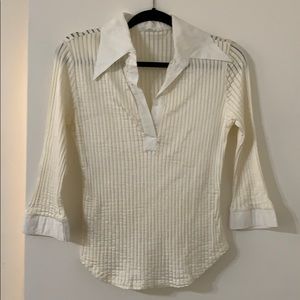 Rayure Paris white collared mid sleeve blouse